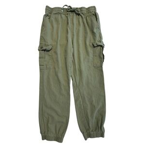 Love Tree Women's Parachute Cargo Pants Green, Loose Fit, Large